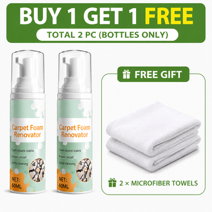 Last Day Special Price ! Buy 1 Get 1 FreeWaterless Carpet Foam Stain Remover with Towel